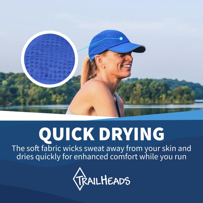 TrailHeads Women's Race Day Performance Running Cap, Lightweight & Quick Drying Mesh Sports Hat with Reflective Trim, Adjustable Fit - Cool Blue - Image 4